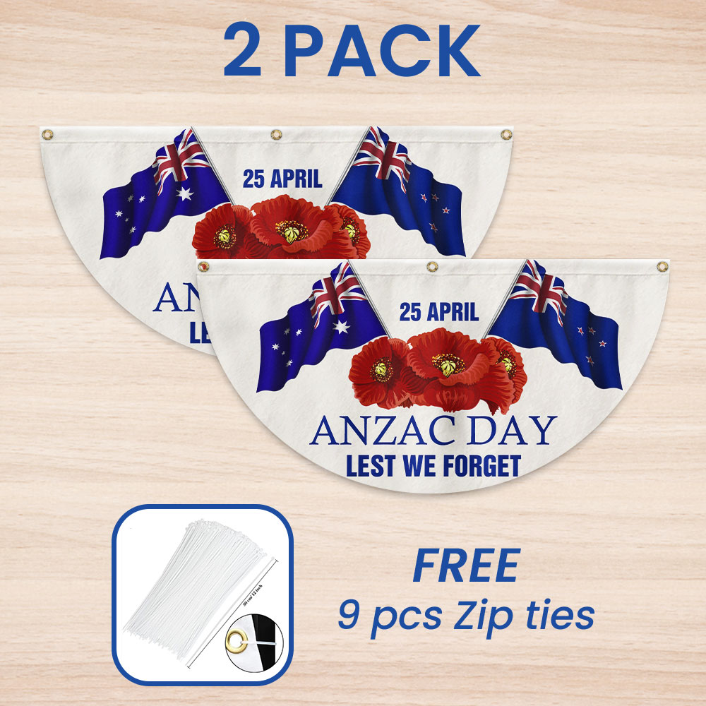 Anzac Day 25 April Lest We Forget Non-Pleated Fan Flag TQN2823FL