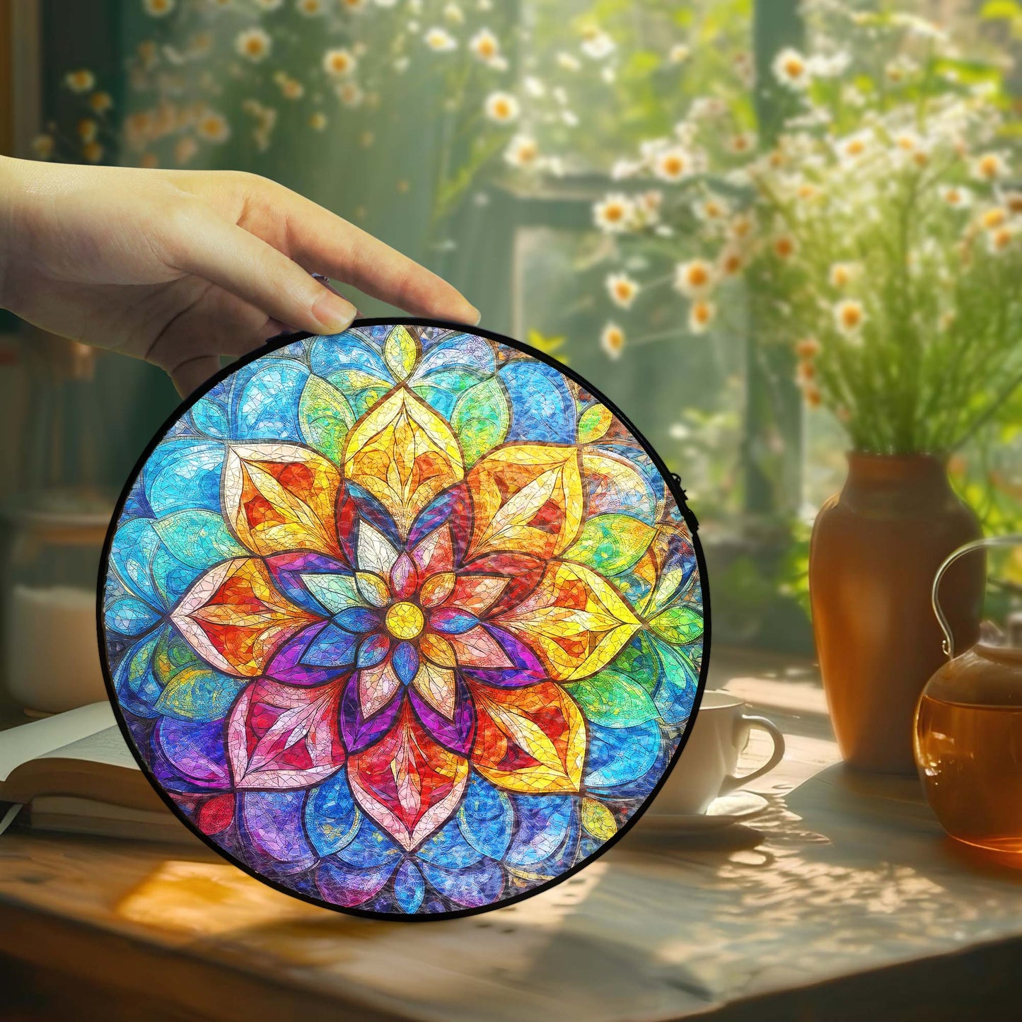 Mandala Stained Glass Suncatcher TQN5187HVN