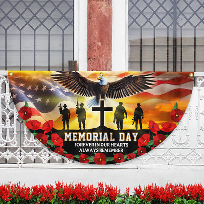 Memorial Day Forever In Our Hearts Non-Pleated Fan Flag VTM1208NTH