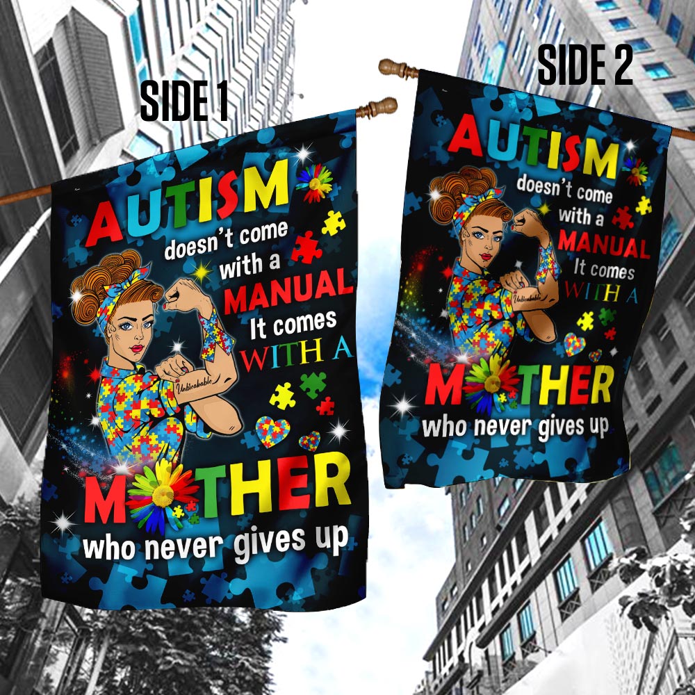 Autism Mom Never Gives Up Flag
