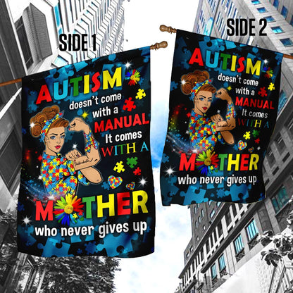 Autism Mom Never Gives Up Flag