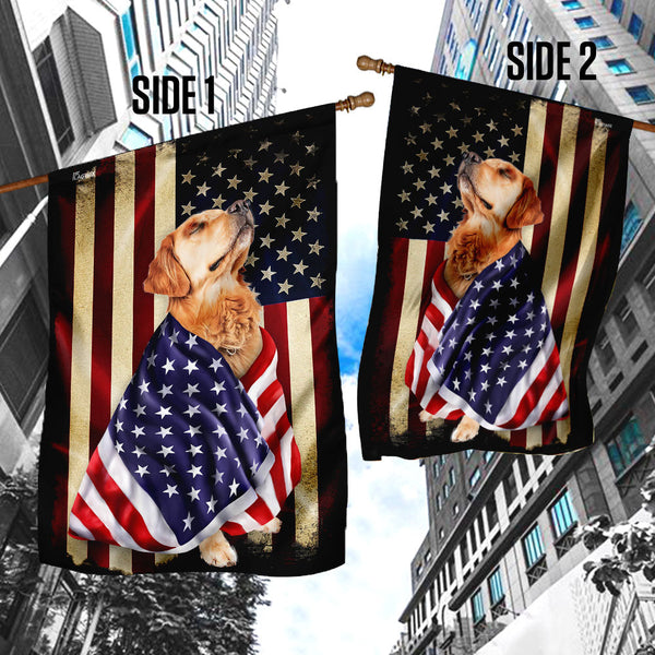 Golden Retriever American Patriot Flag