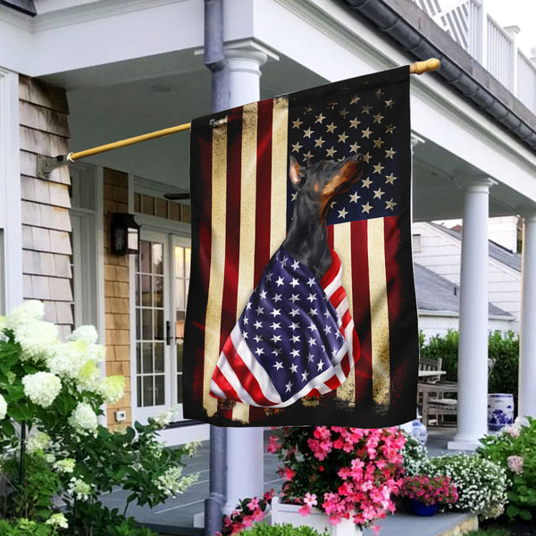 Doberman American Patriot Flag