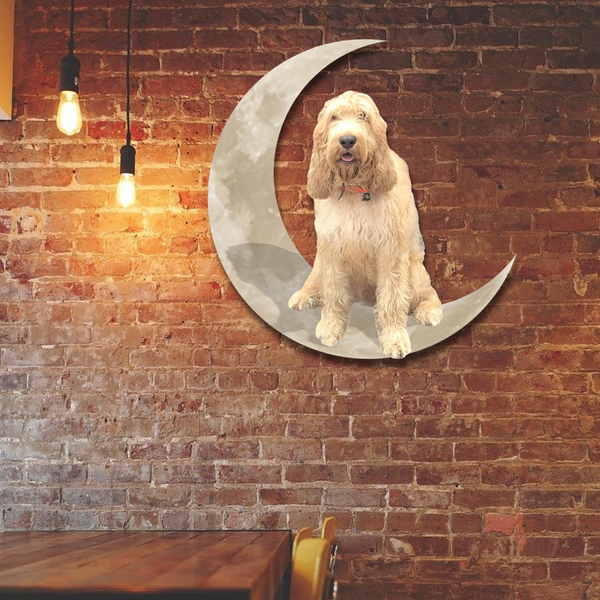 Custom Otterhound Dog On The Moon Hanging Metal Sign QNK1012MSpz1