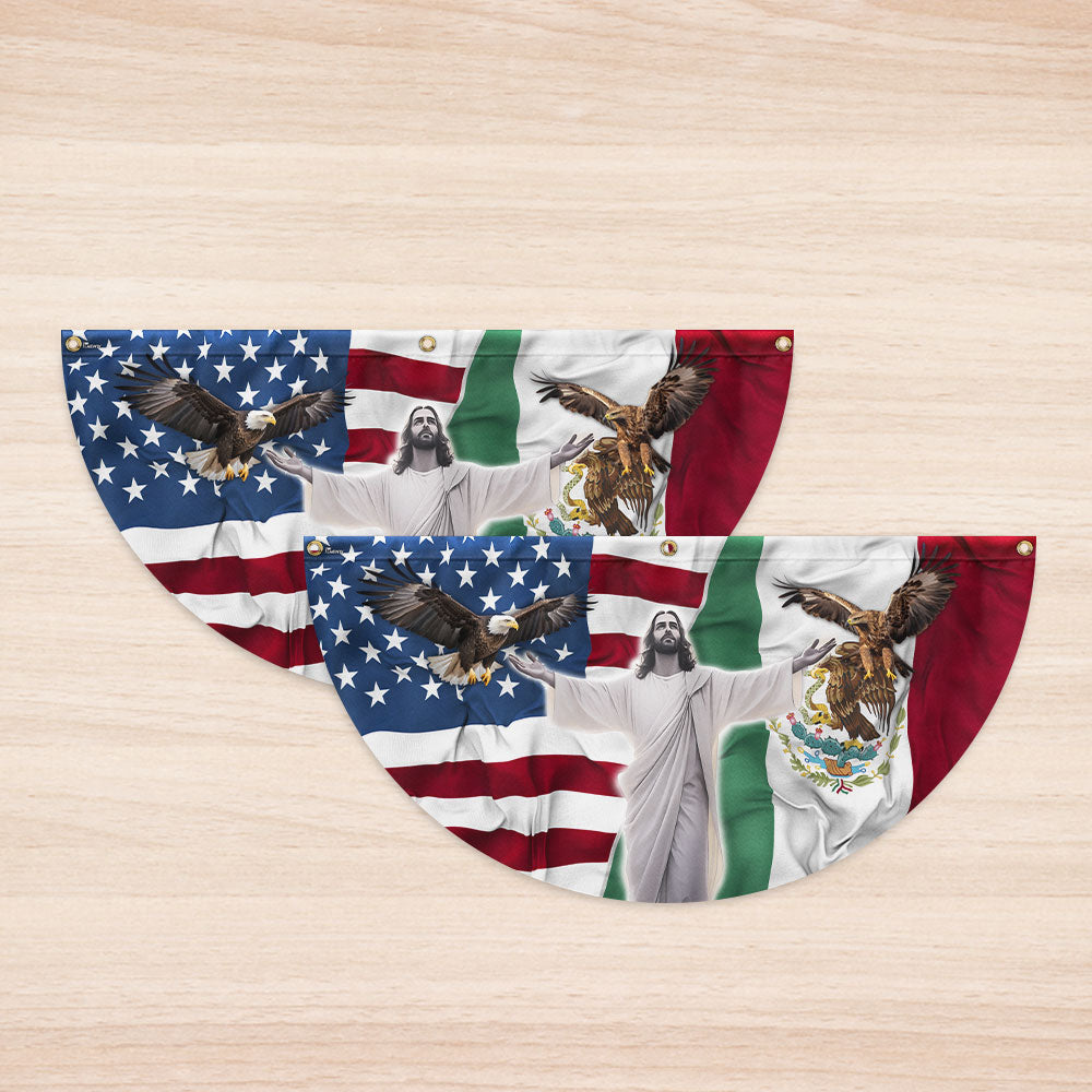 Mexican American Jesus Non-Pleated Fan Flag PHB05LPN