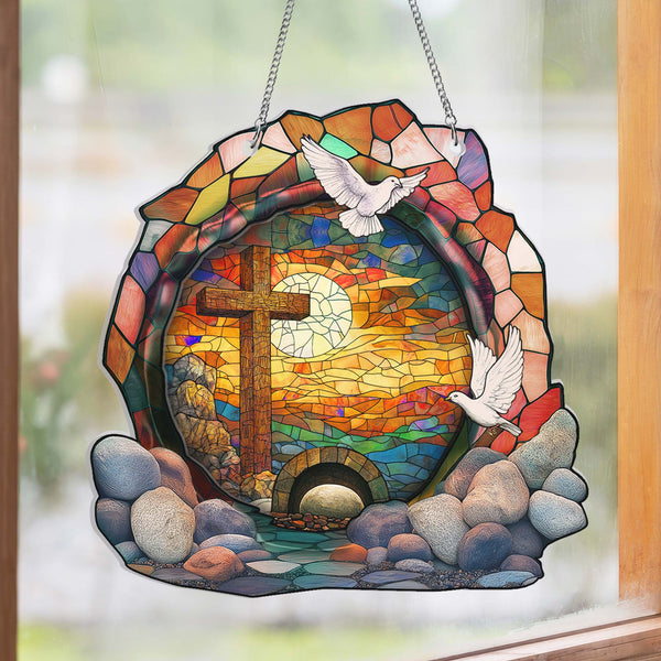 Empty Tomb Resurrection Cross Easter Day Suncatcher Acrylic Hanging Sign MLN5109HVN