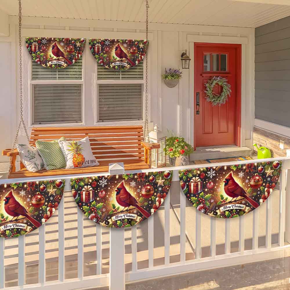 Cardinal Merry Christmas Non-Pleated Fan Flag TQN3908FL