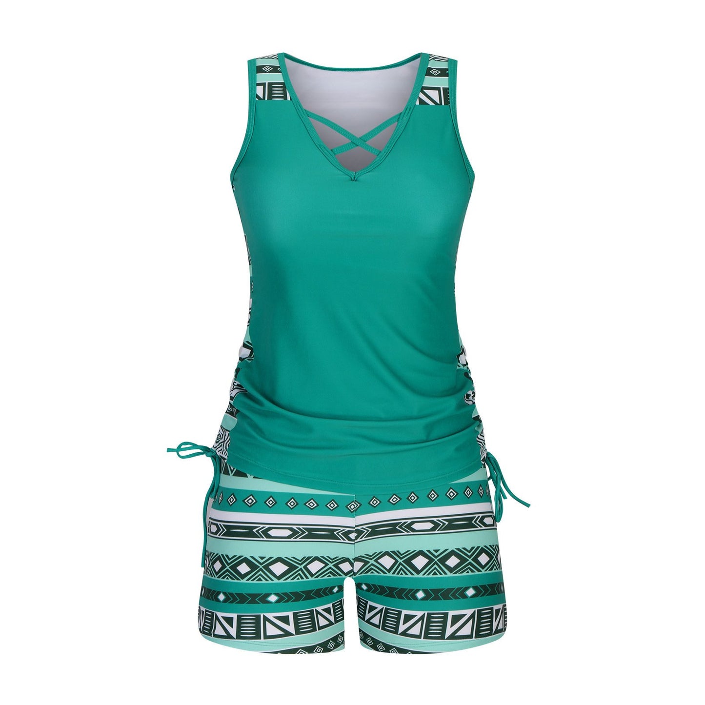 ⏰LAST DAY 60% OFF - Miraclesuit Women's Tummy Control Tankini Set with Built-In Bra – Flattering Boho Swimwear with Shorts🔥