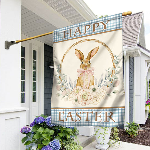 Bunny Easter Flag Floral Bunny Wreath TQN1060F