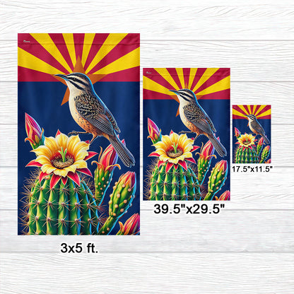 Arizona Cactus Wren and Saguaro Cactus Blossom Flag MLN3314F