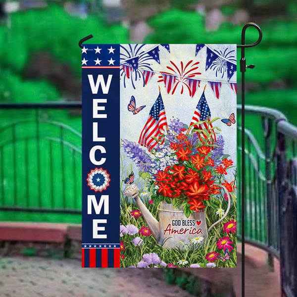Flagwix American Flag - God Bless America 4th of july Patriot Flowers Flag | MLN1341F