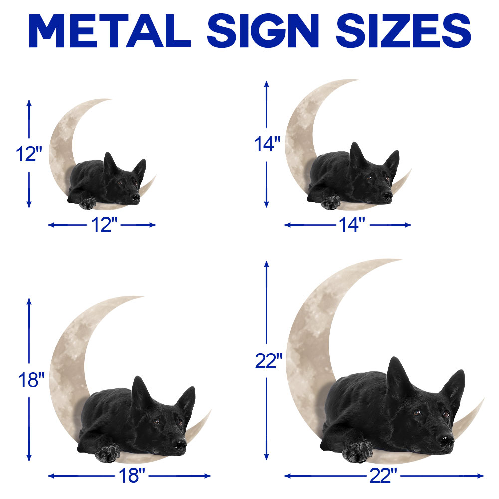 Black German Shepherd Laying On The Moon Hanging Metal Sign QNK1012MSv7a