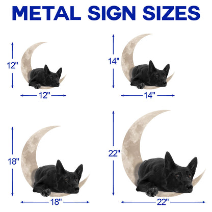 Black German Shepherd Laying On The Moon Hanging Metal Sign QNK1012MSv7a