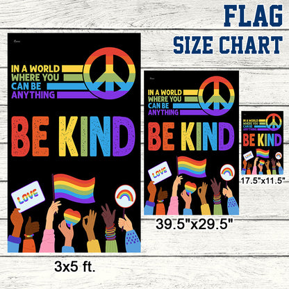 Be Kind LGBT Pride Peace Sign Flag MLN3174F
