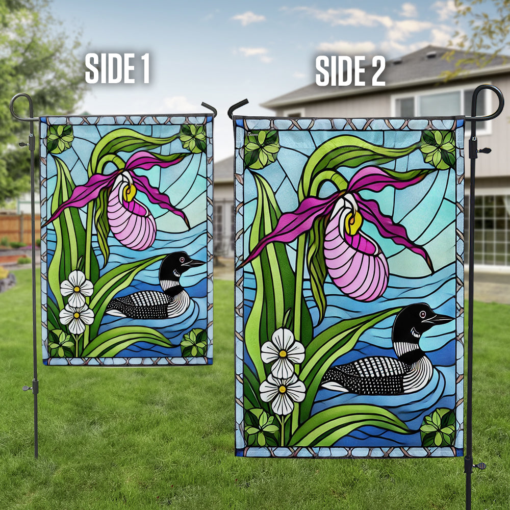 Lady's Slipper Flower and Loon Flag TQN3668F