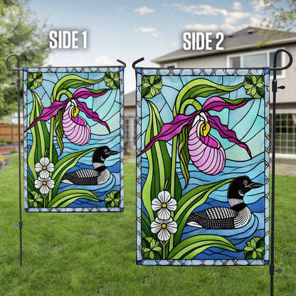 Lady's Slipper Flower and Loon Flag TQN3668F