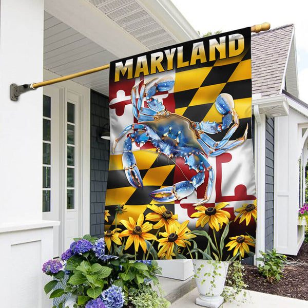 Maryland Blue Crab with Black-Eyed Susan Flowers Flag MLN2927F