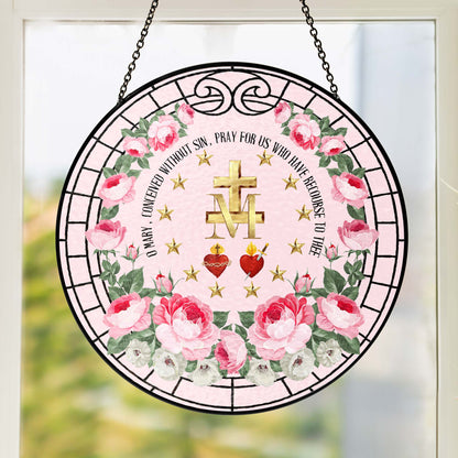 Marian Catholic Virgin Mary Religious Stained Glass Suncatcher TQN5700TDH