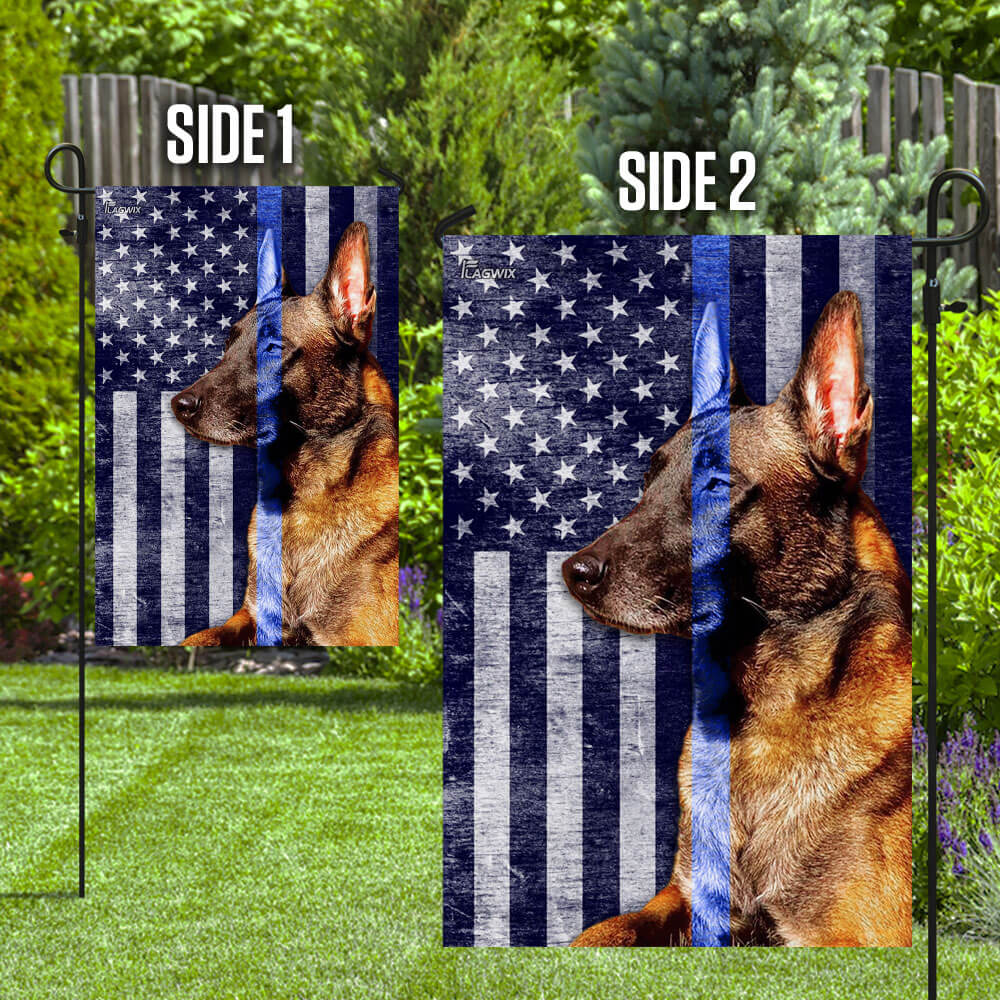 Belgian Malinois. The Thin Blue Line Flag