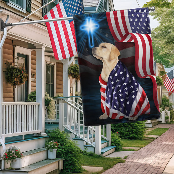 Flagwix American Flag - Yellow Labrador Retriever American Patriot Flag Wrapped in Glory MLN3132Fv1