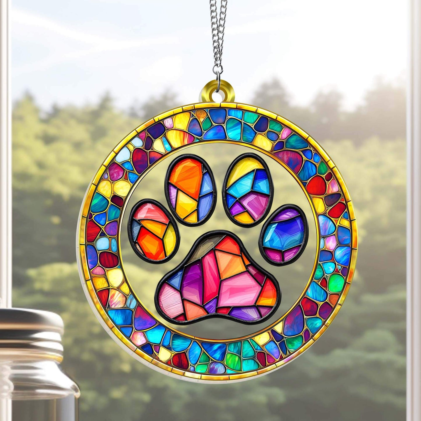Pet Paw Dog Lover Memorial Dog Acrylic Suncatcher Window Hanging TQN5047TNB