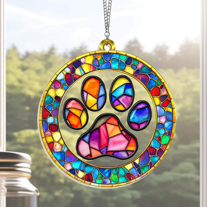 Pet Paw Dog Lover Memorial Dog Acrylic Suncatcher Window Hanging TQN5047TNB