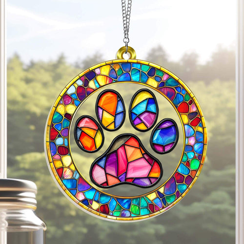 Pet Paw Dog Lover Memorial Dog Acrylic Suncatcher Window Hanging TQN5047TNB