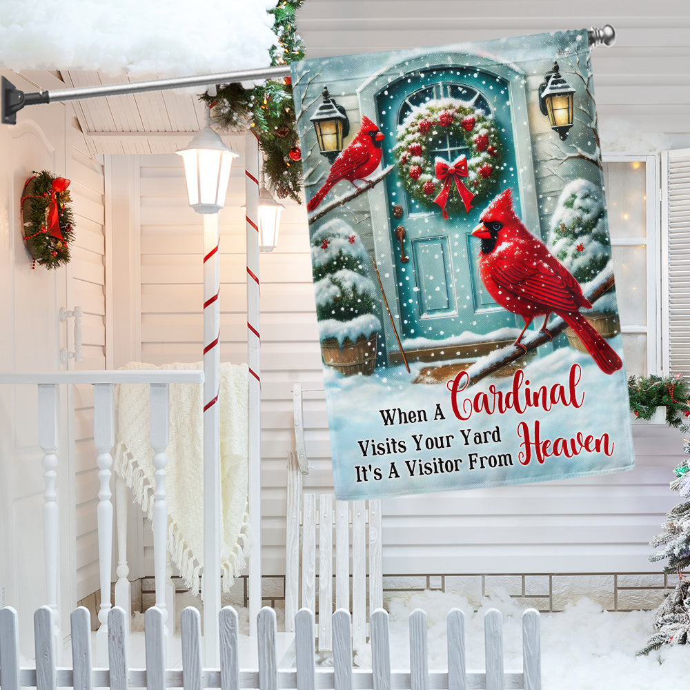 Cardinal Winter When a Cardinal Visits Your Yard It's a Visitor From Heaven Flag MLN4356F