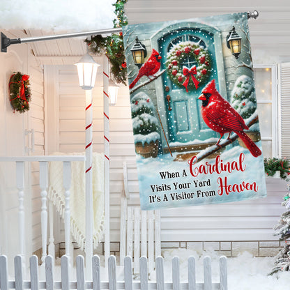 Cardinal Winter When a Cardinal Visits Your Yard It's a Visitor From Heaven Flag MLN4356F