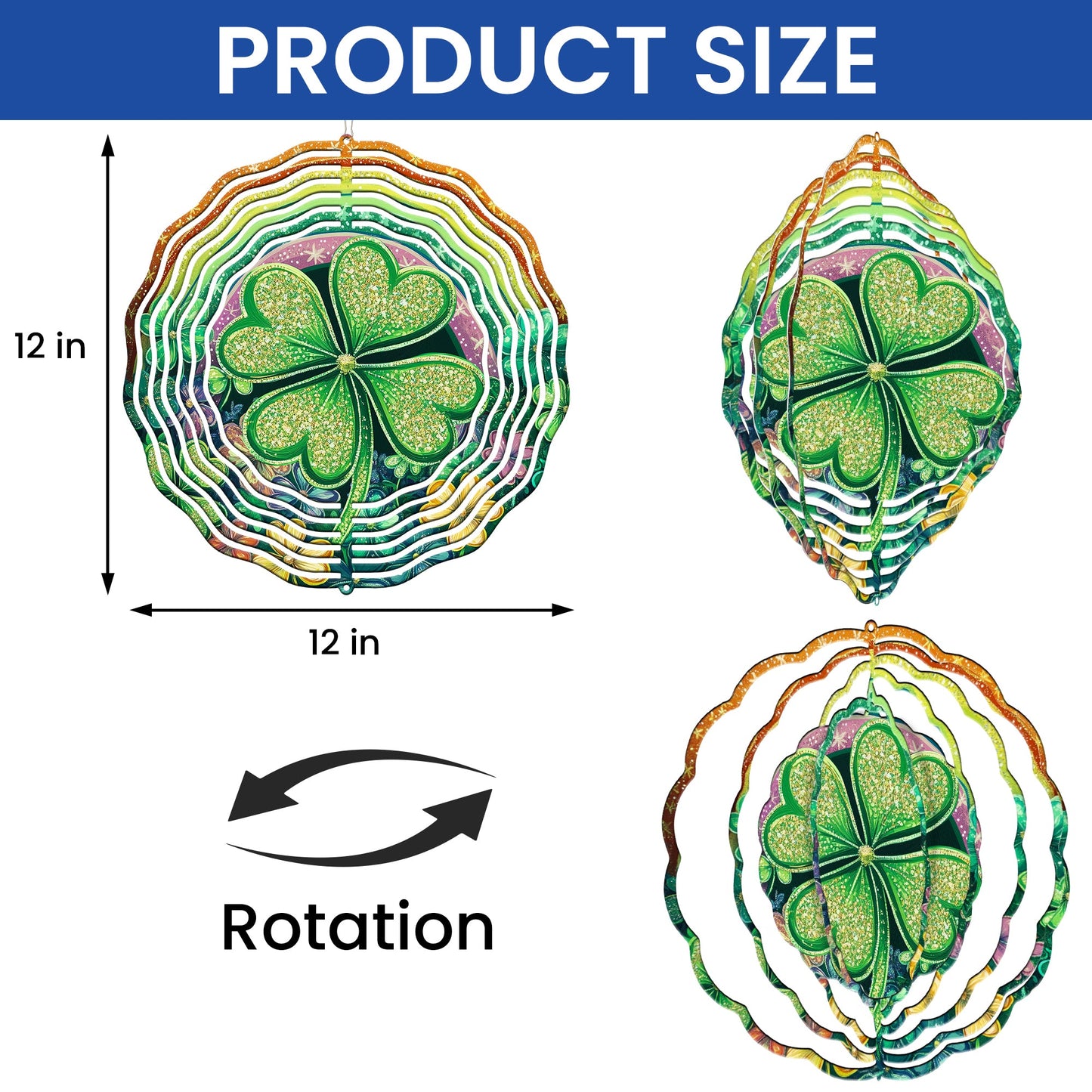 St. Patrick's Day Shamrock Rainbow Floral Wind Spinner VTM1047NGT