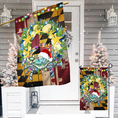 Blue Crab Maryland Christmas Flag TPT480F