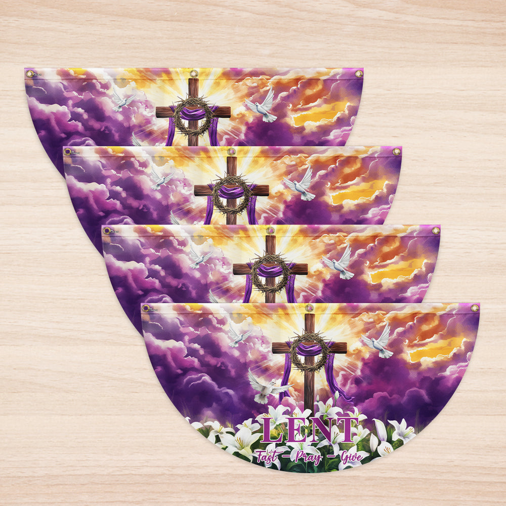 The Season Of Lent Easter Christian Cross Non-Pleated Fan Flag VTM1186NGT