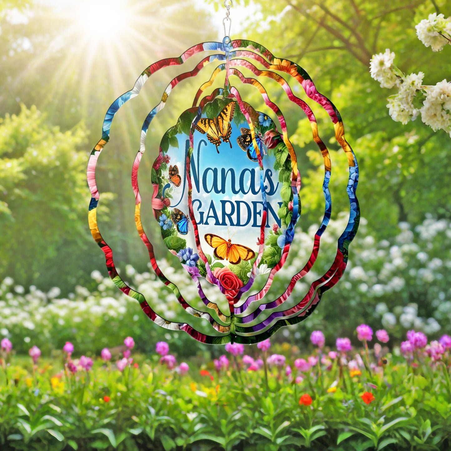 Nana's Garden Butterfly Flowers Wind Spinner MLN5034PMN