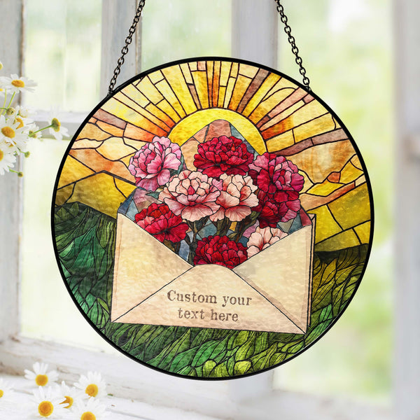 Custom Letter Birth Month Flower Stained Glass Suncatcher VTM1112NGT