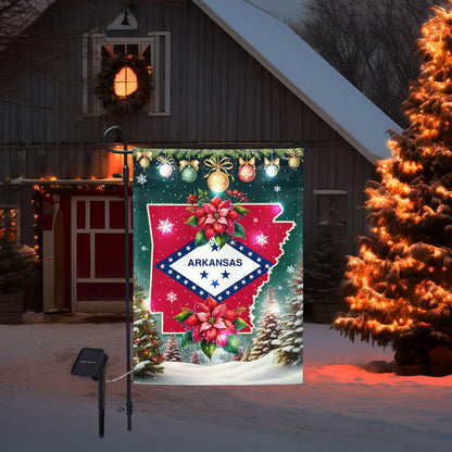 Arkansas Flag Christmas Solar LED Garden Flag TQN4193SF