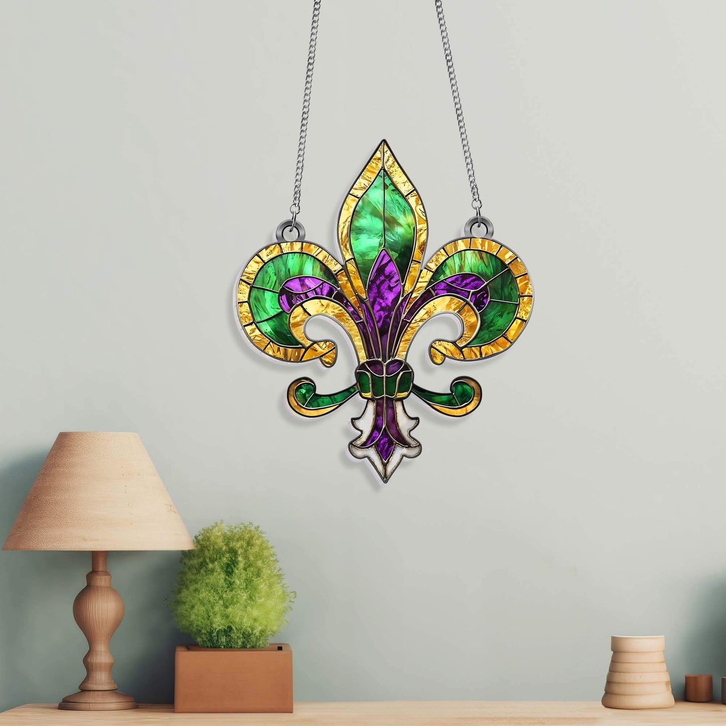 Mardi Gras Fleur De Lis Acrylic Suncatcher Hanging TPT2604TNB