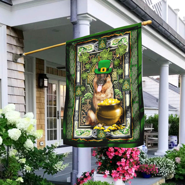 German Shepherd Shamrock. Irish Celtic Cross Flag