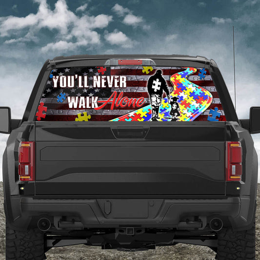 Autism Awareness Never Walk Alone Rear Window Decal TPT1071CD