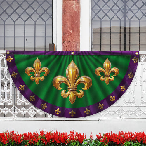 Mardi Gras Fleur De Lis Non-Pleated Fan Flag TQN4676FL