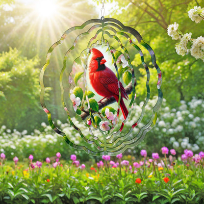 Red Cardinal Bird Spring Wind Spinner VTM930WS