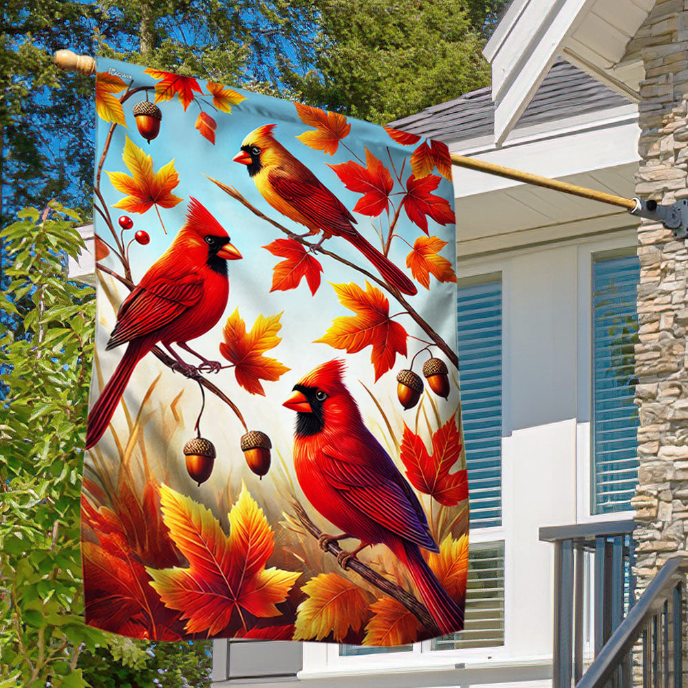 Cardinal Fall Autumn Leaves Welcome Fall Flag MLN3685F