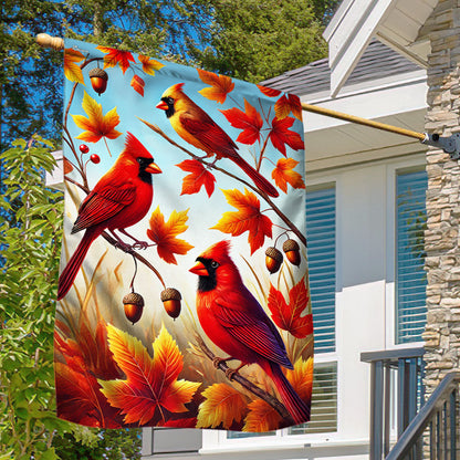 Cardinal Fall Autumn Leaves Welcome Fall Flag MLN3685F