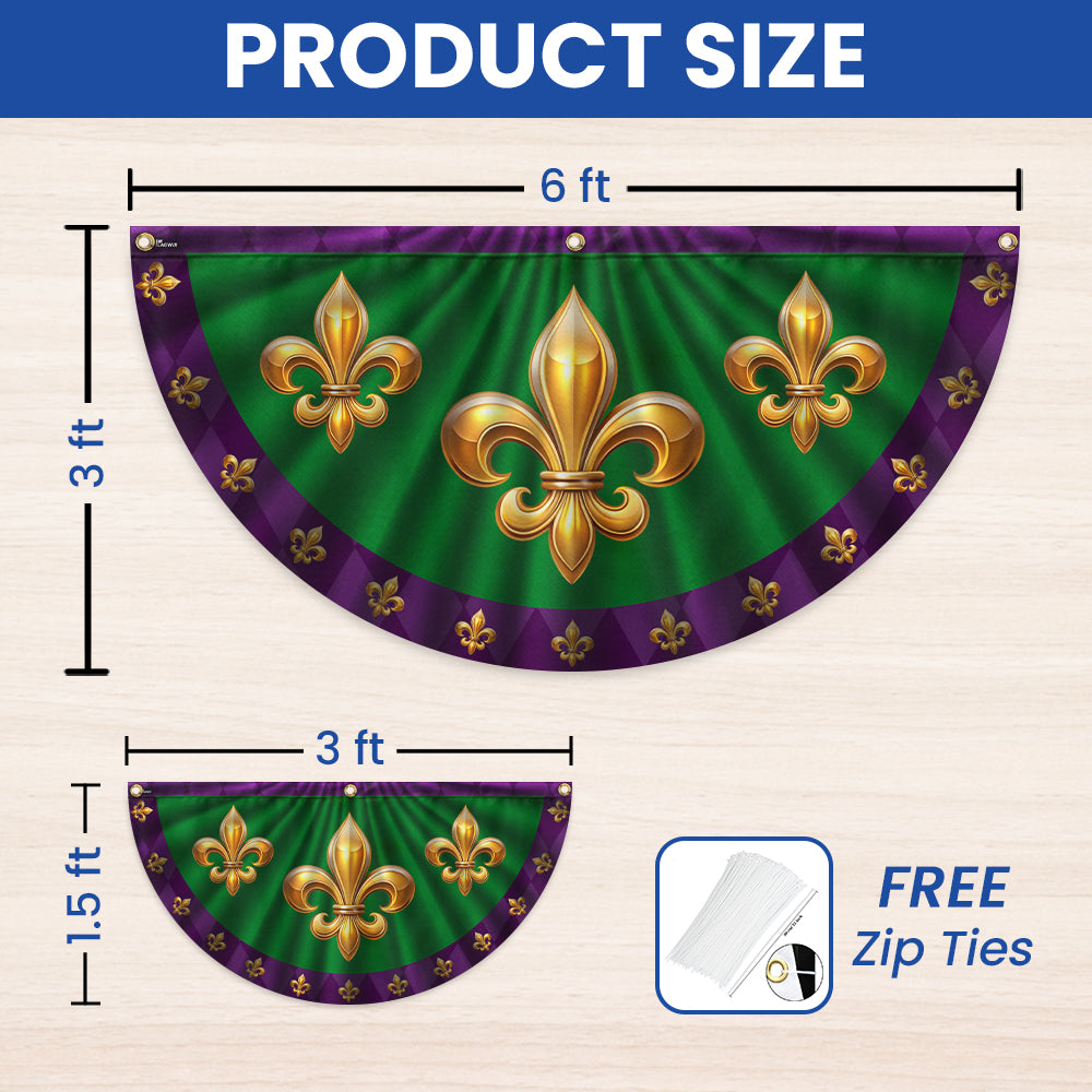 Mardi Gras Fleur De Lis Non-Pleated Fan Flag TQN4676FL