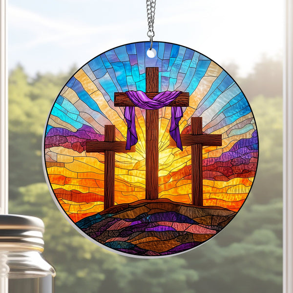 Easter Resurrection Christian Cross Religious Acrylic Suncatcher Window Hanging TQN5091NGT