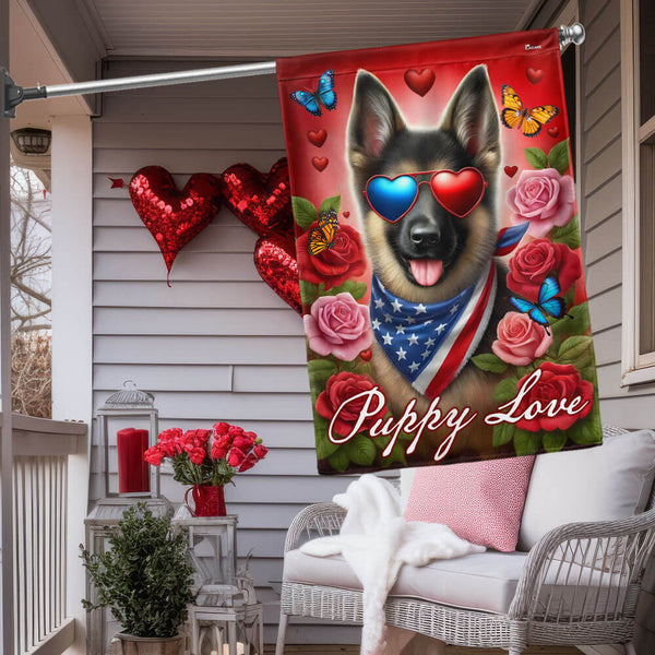 German Shepherd Dog Valentine Puppy Love Flag TQN4592F