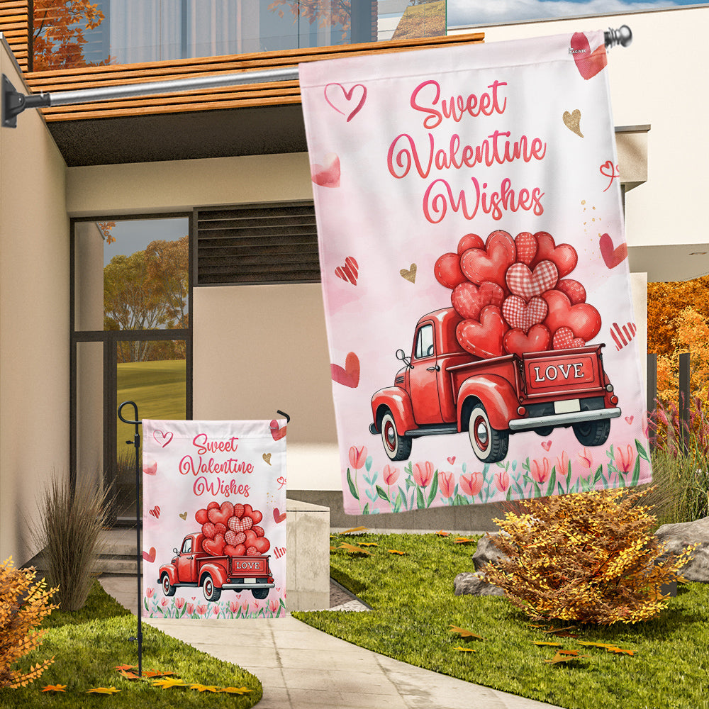 Sweet Valentine Wishes Happy Valentine's Day Flag VTM943F