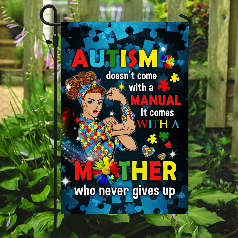 Autism Mom Never Gives Up Flag