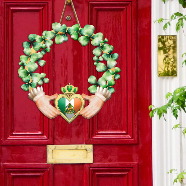 Claddagh with Shamrock, Irish St. Patrick’s Day Wooden Door Sign TPT1598WS