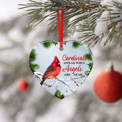 Cardinal Christmas Ornament, Sympathy Christmas Gift, Memorial Ornament, Cardinals Appear When Angels Are Near, Memorial Gifts For The Loss Of A Loved One - Christmas Decorations, Ceramic Ornament LHA1134O