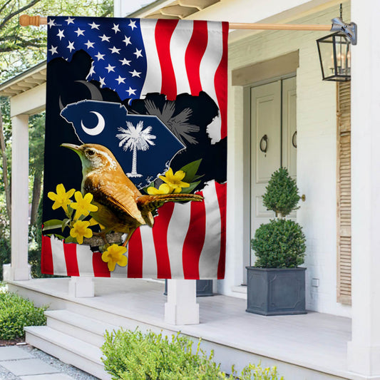 Yellow Jessamine Flower and Carolina Wren Bird, South Carolina Flag TPT766Fv2